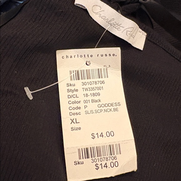 Vintage Y2K Charlotte Russe Black Ribbed Tank w Attached Crystal Flower Necklace - Picture 5 of 7